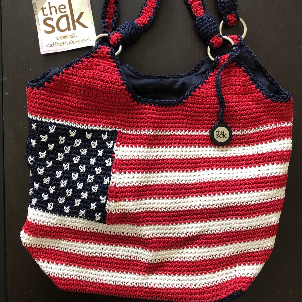American flag knit bag